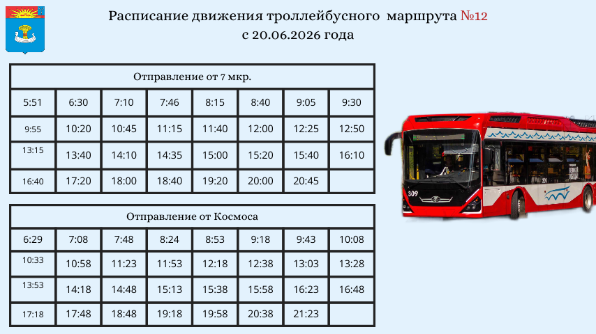 Троллейбусы №12 и №12А начнут ходить по новому расписанию
