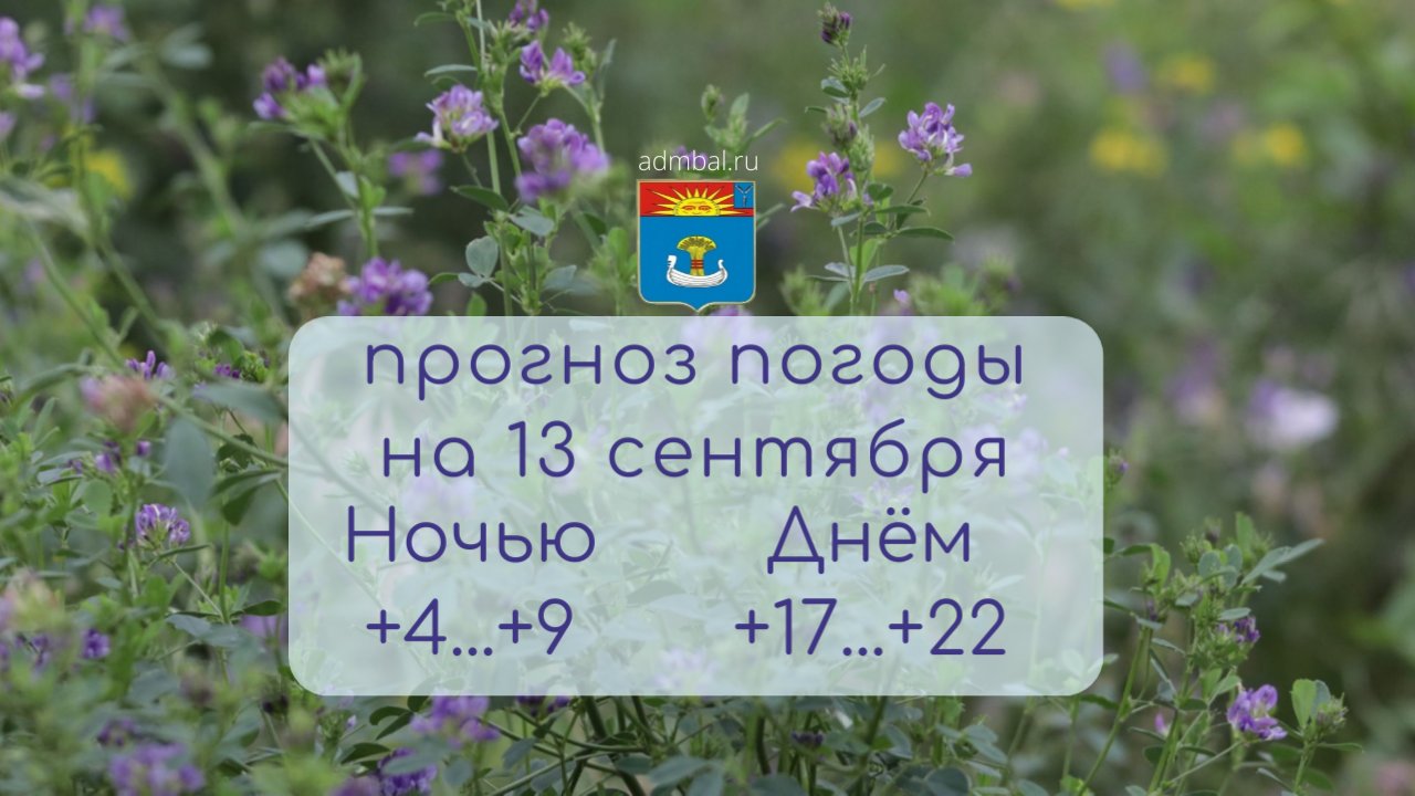 Прогноз погоды на 13 сентября