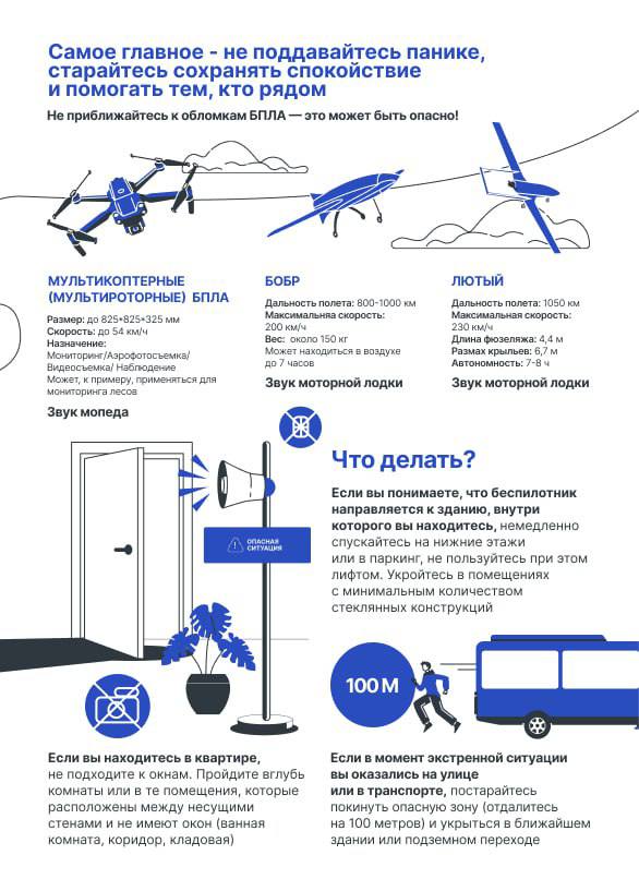 Напоминаем о действиях при обнаружении БПЛА