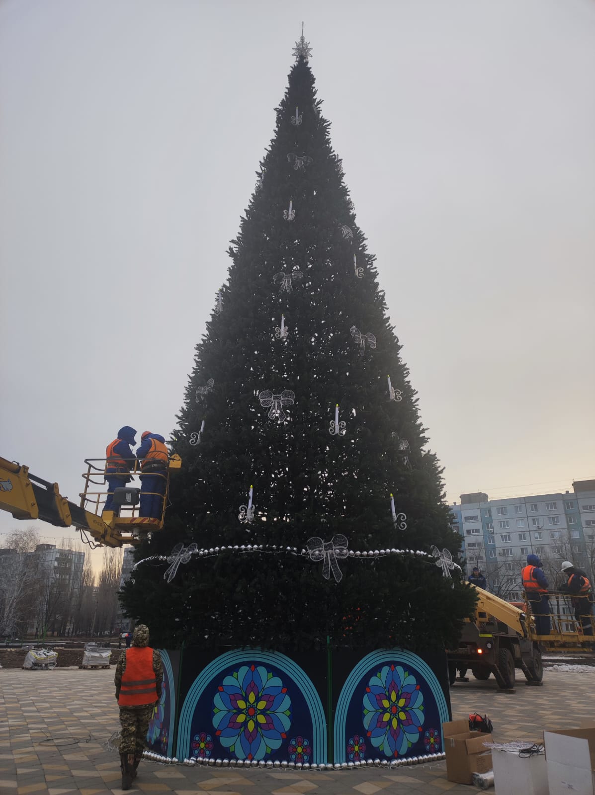 В парке «Центральный» установили новогоднюю ель