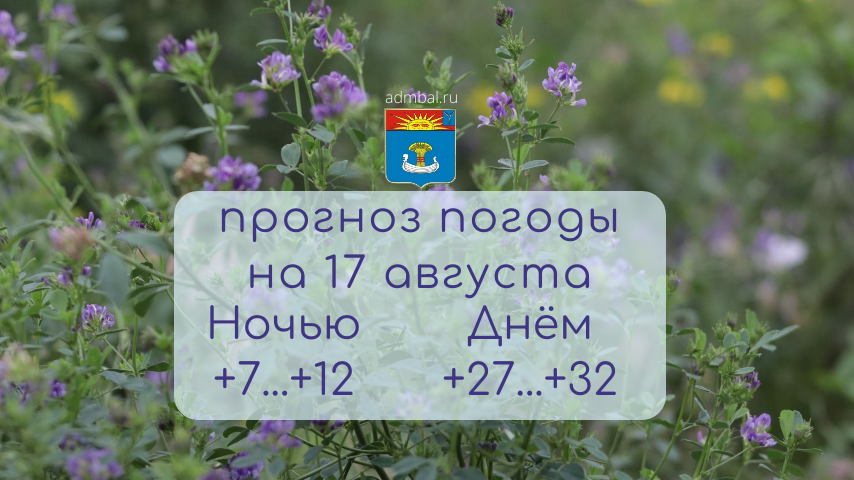 Прогноз погоды на 17 августа 2026 года