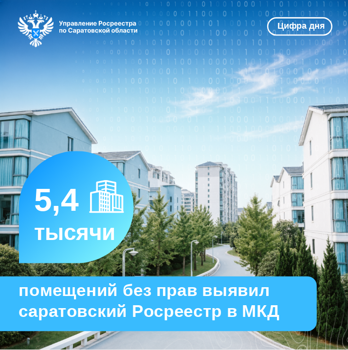 Цифра дня: 5,4 тыс. помещений без прав выявил саратовский Росреестр в МКД