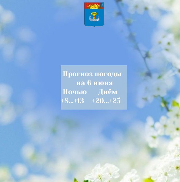 Прогноз погоды на 6 июня 2026 года